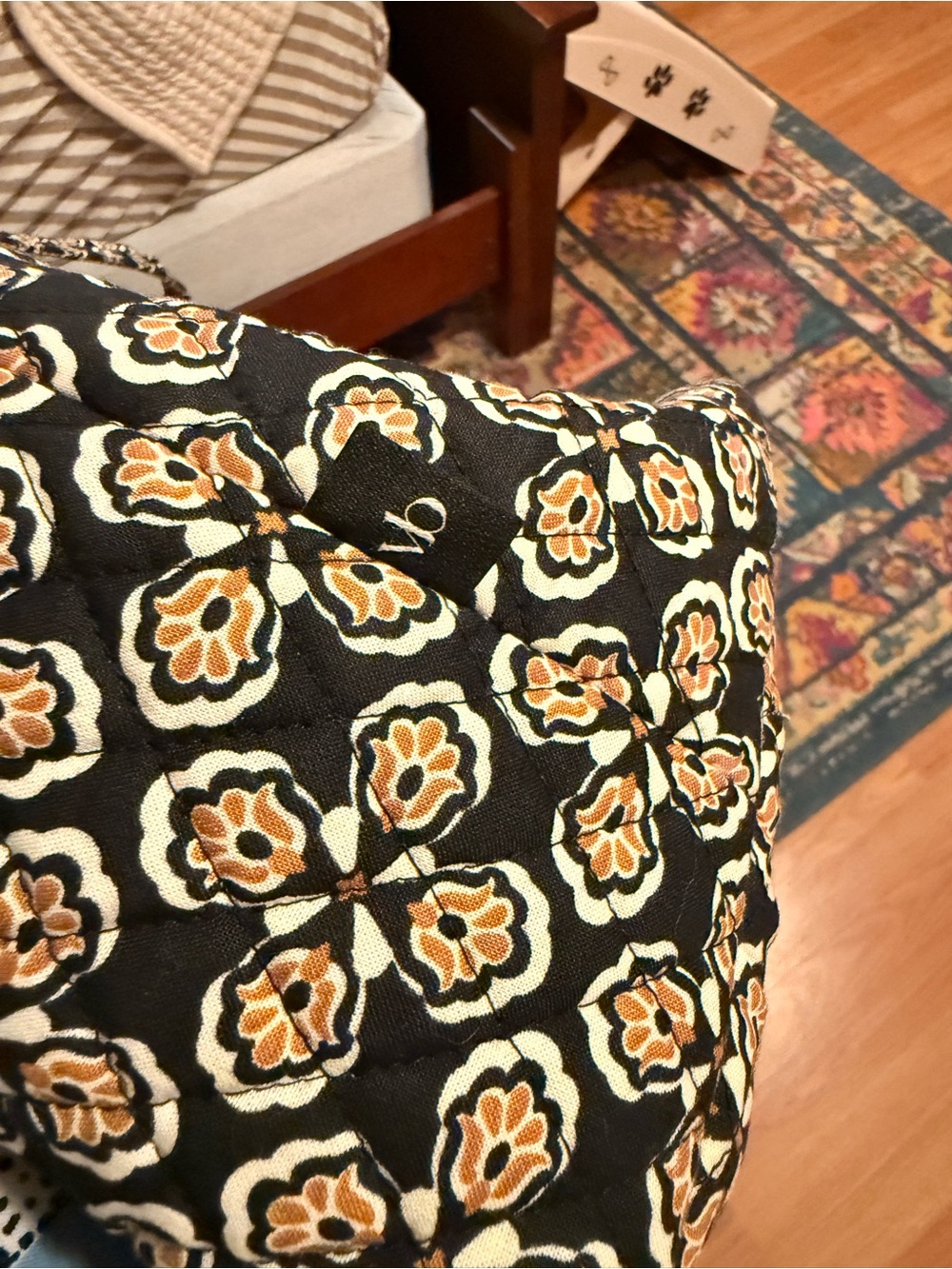 Vera Bradley Black and Cream Floral Quilted Tote - Picture 3 of 3